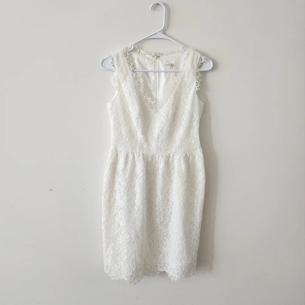 Shoshanna Rose Floral Lace Sheath Dress White 2 - Picture 2 of 6